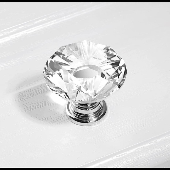 NEW 6pc DIAMOND Crystal-Glass Drawer Cabinet Knobs Pulls Hardware Bundle Lot Set - Picture 4 of 13